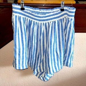 Ava & Viv Womens White & Blue Striped Preppy Striped Old Fashioned Lounge Shorts